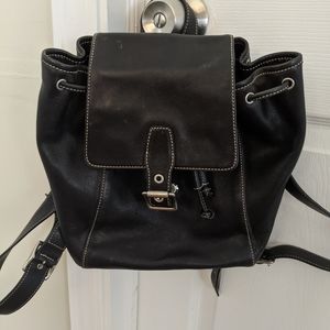 Black Coach Leather Backpack